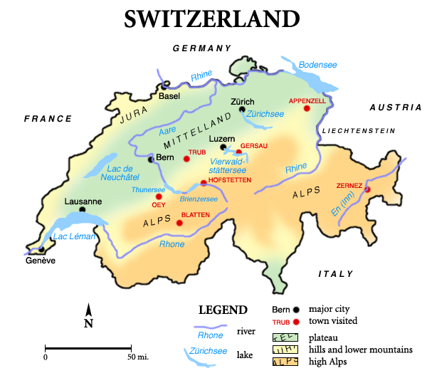 it is a map of Switzerland