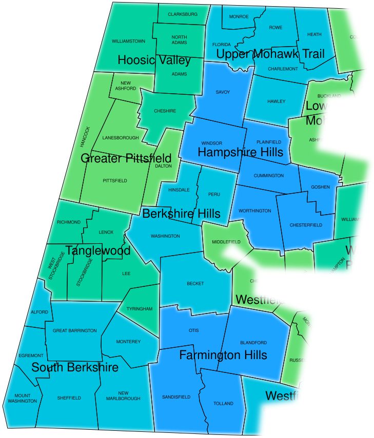 Map of the areas of Outer Western Mass.