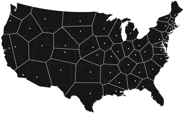 Voronoi U.S. states map